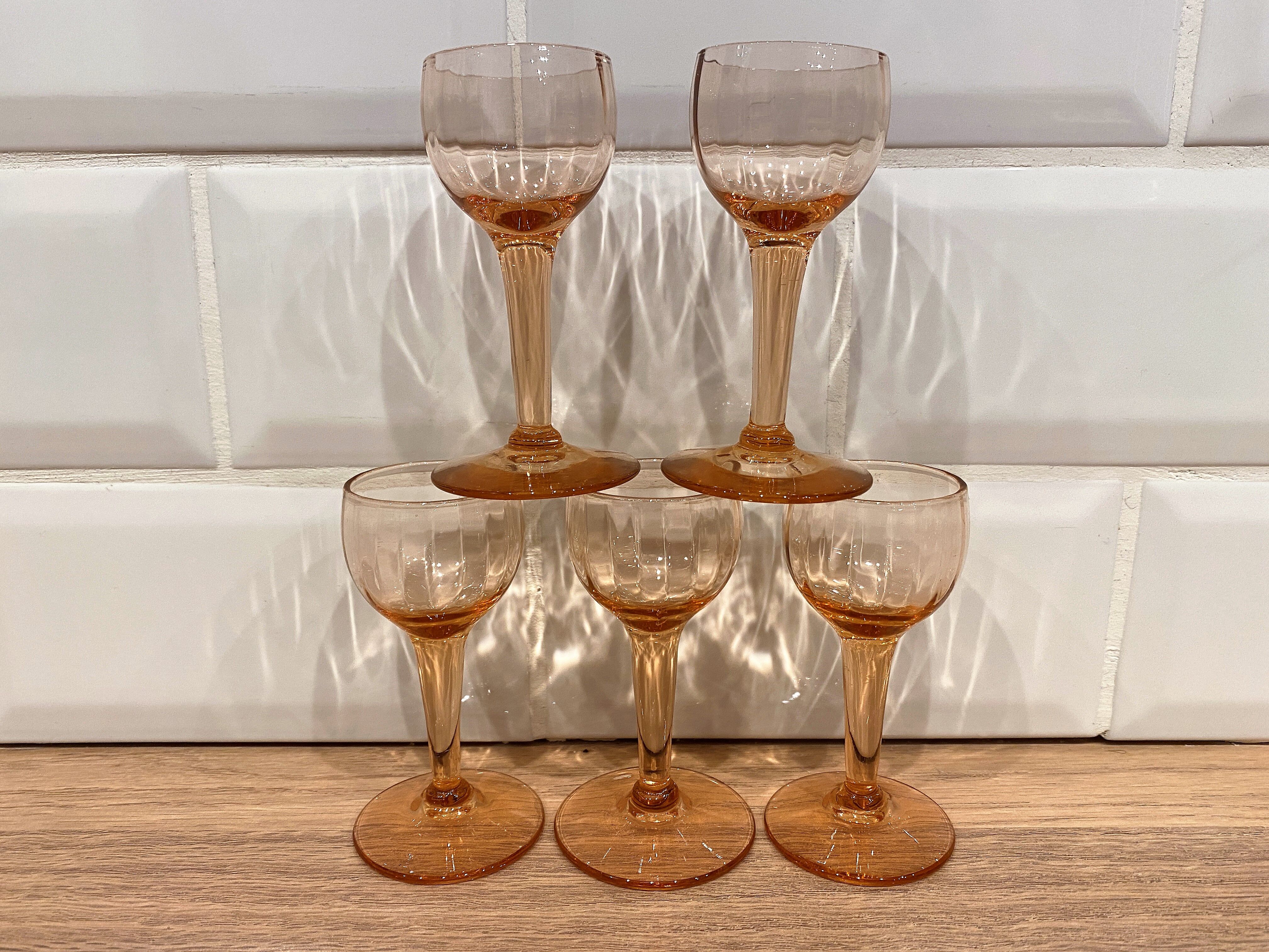 Set of 5 pink liquor glasses