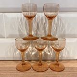 Set of 5 pink liquor glasses