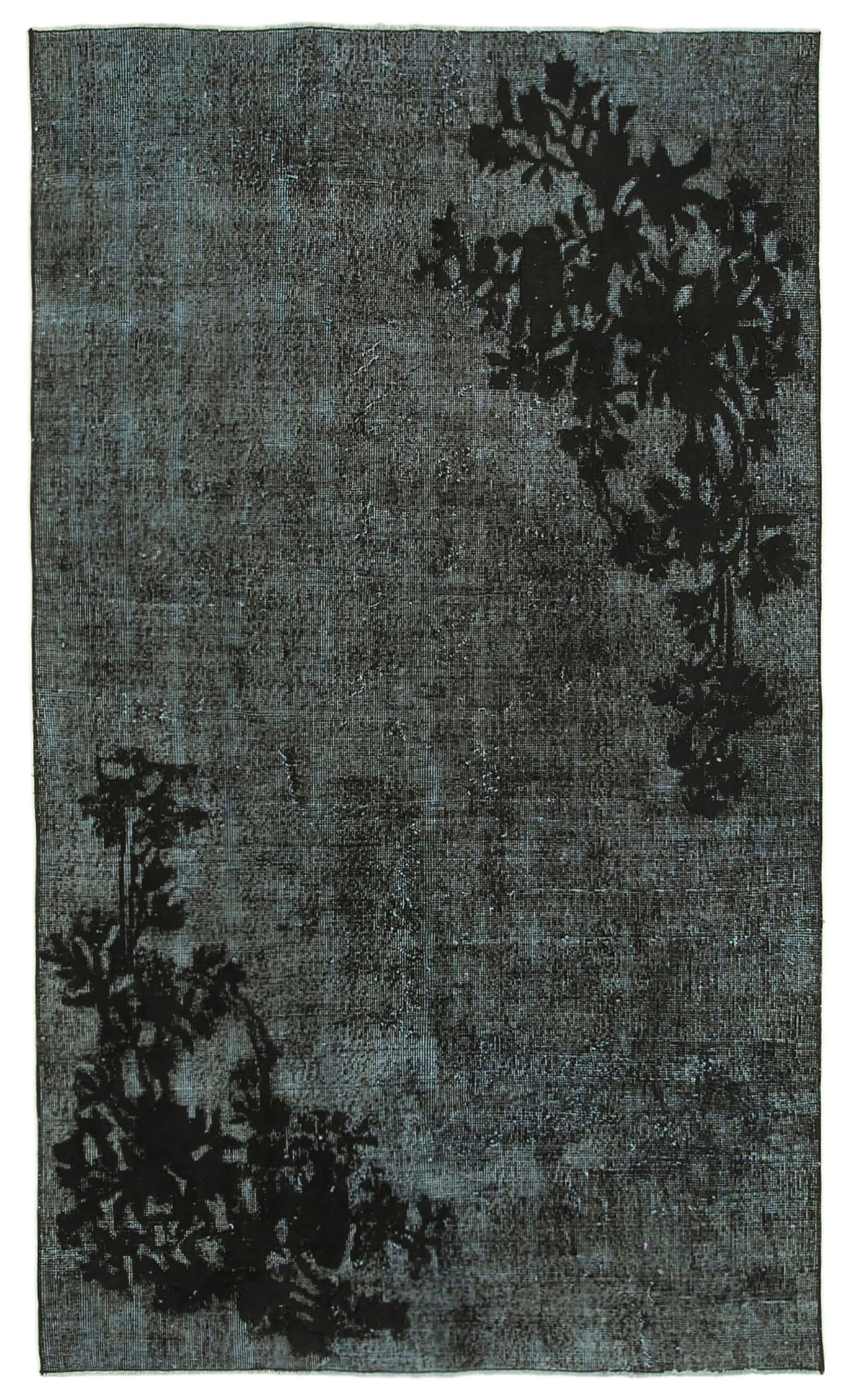 Hand-Knotted Hi-Low Pile Oriental 1980s 144 cm x 245 cm Black Carpet