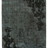 Hand-Knotted Hi-Low Pile Oriental 1980s 144 cm x 245 cm Black Carpet