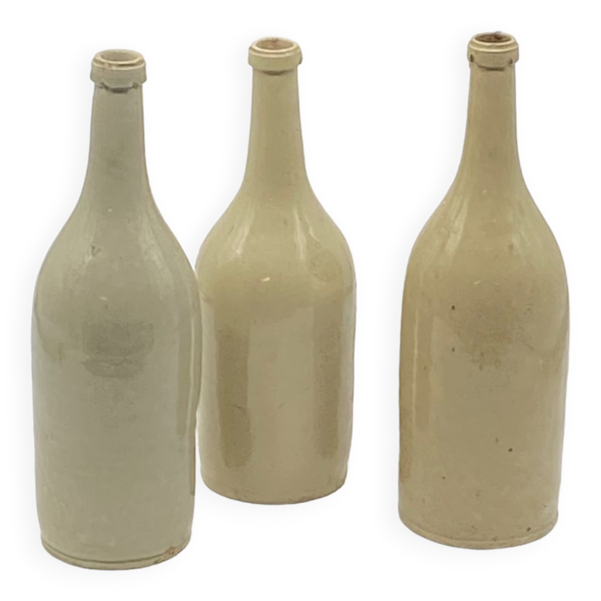 Enamelled stoneware/ceramic bottle, olive oil, oil cruet, old, vintage