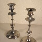Pair of candlesticks in silver metal