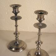 Pair of candlesticks in silver metal