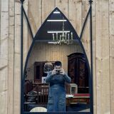 Gothic style mirror, modern metal work