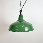 Industrial British Green Enamel Factory Pendant Lamp, 1960s