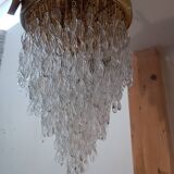 Cascading chandelier with wavy Murano crystals, 1970s