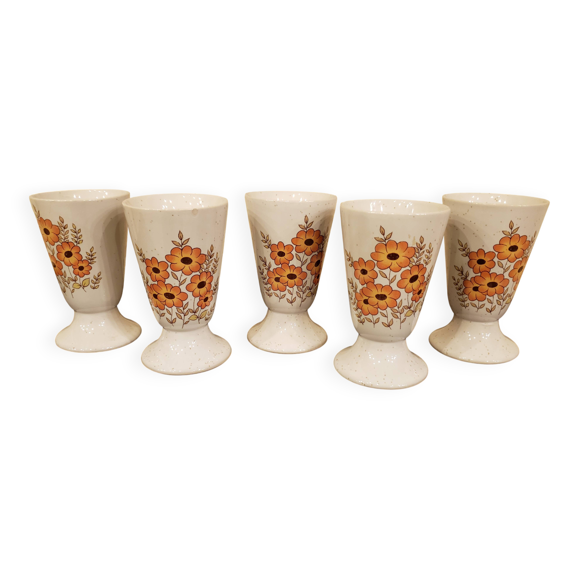 Set of 5 vintage floral art mazagrans