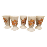 Set of 5 vintage floral art mazagrans