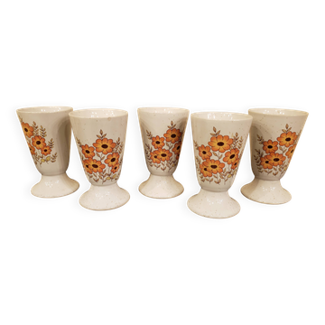 Set of 5 vintage floral art mazagrans