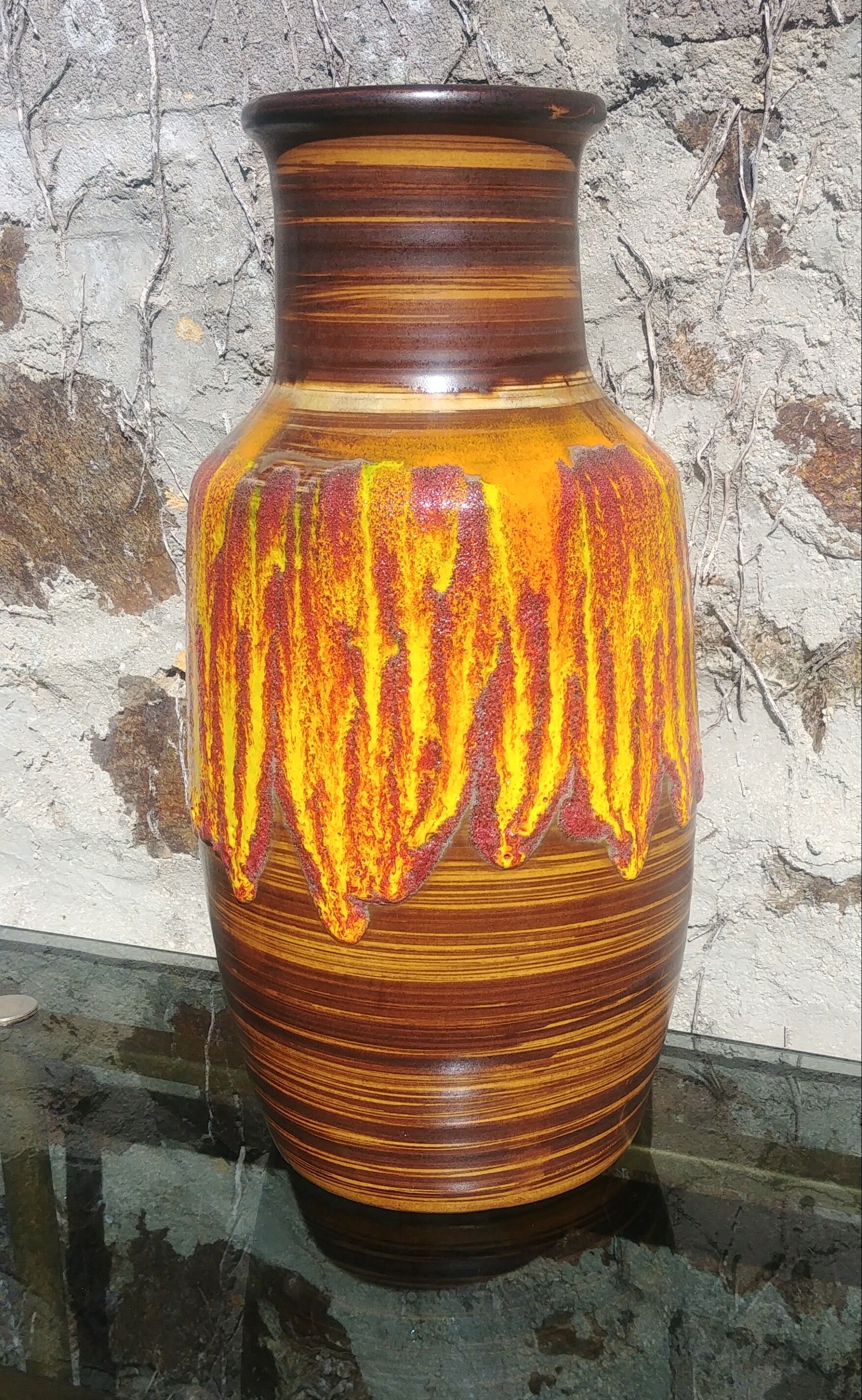Large glazed ceramic vase Vintage Saint Clement 60s/70s