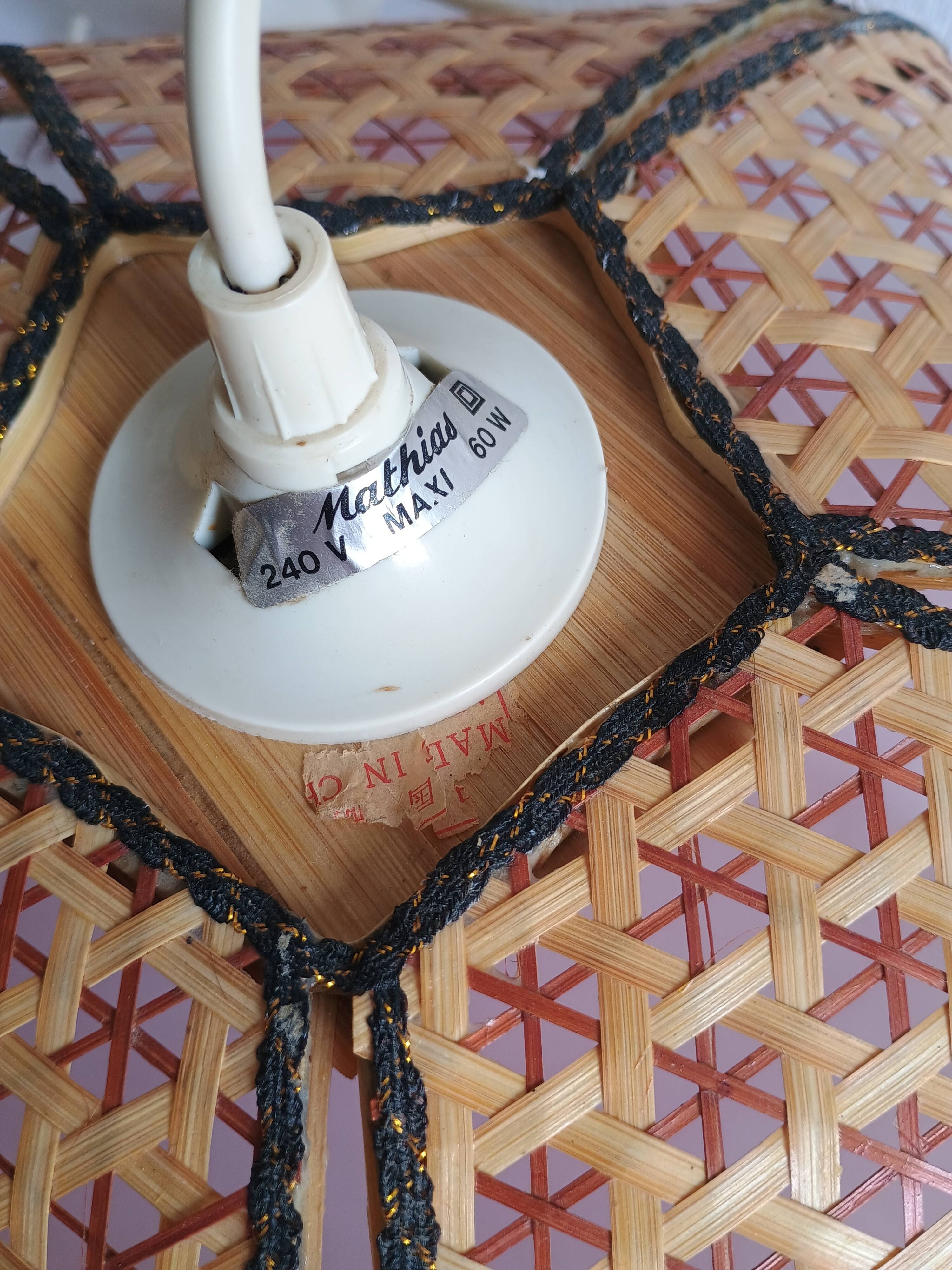Lustre pétales bambou cannage vintage