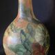 Beautiful bottle B old sandstone painted with floral motifs Folk art Puisaye
