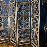 4-leaf screen in rattan and bamboo from the 70s - 20th