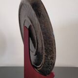 Vintage dish from Dauphiné in glazed terracotta Couple of pigeons