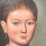 Peinture à l'huile de portrait victorien de la fin du XIXe siècle représentant une jeune fille, encadrée