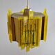 Suspension acrylique et métal jaune par Claus Bolby pour Cebo Industri, Danemark 1960's