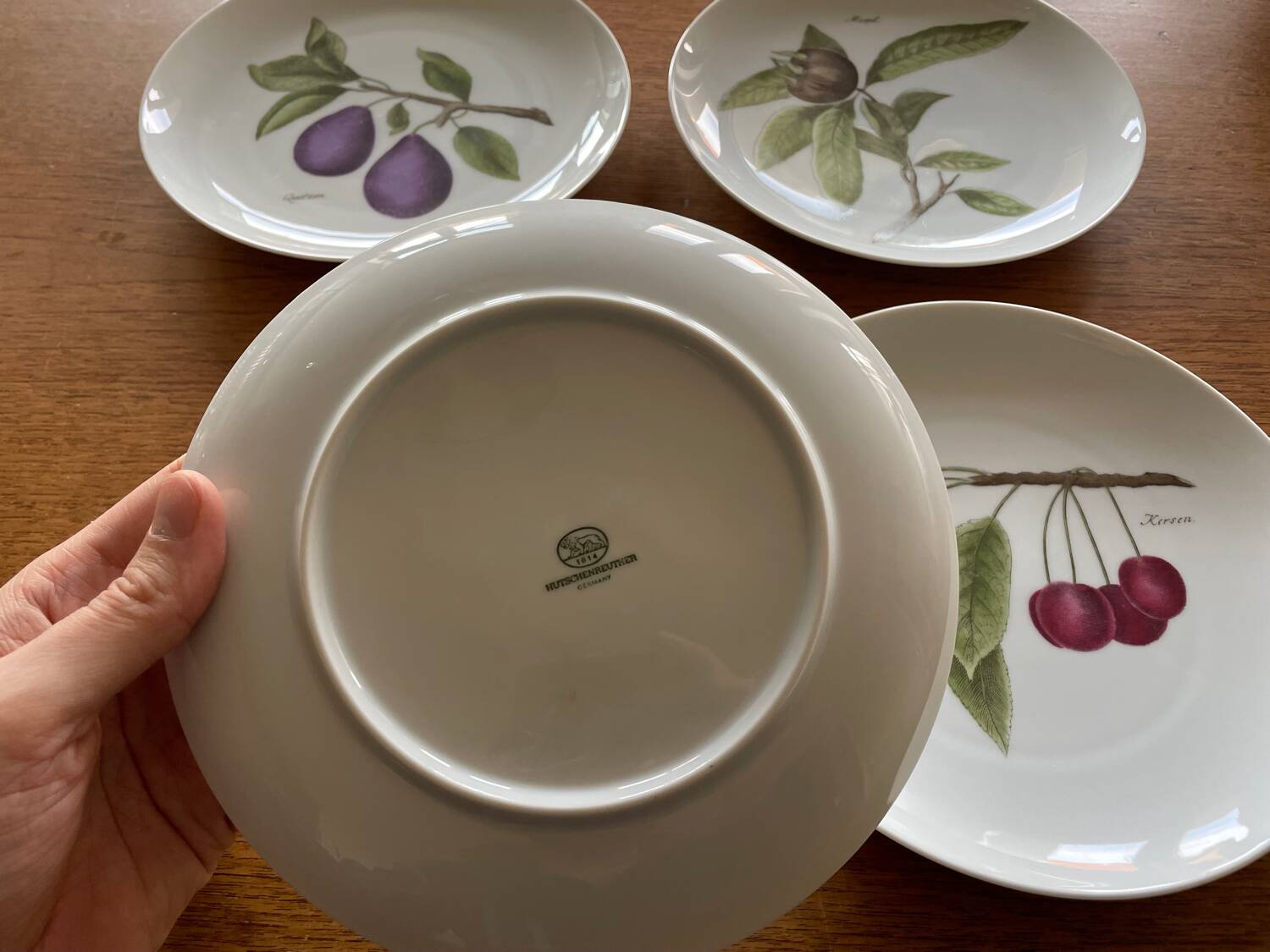 Set of 4 Vintage Hutschenreuther Fruit Dessert Plates 20cm, Side Plate