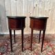Pair of oval Louis XVI bedside tables in mahogany.