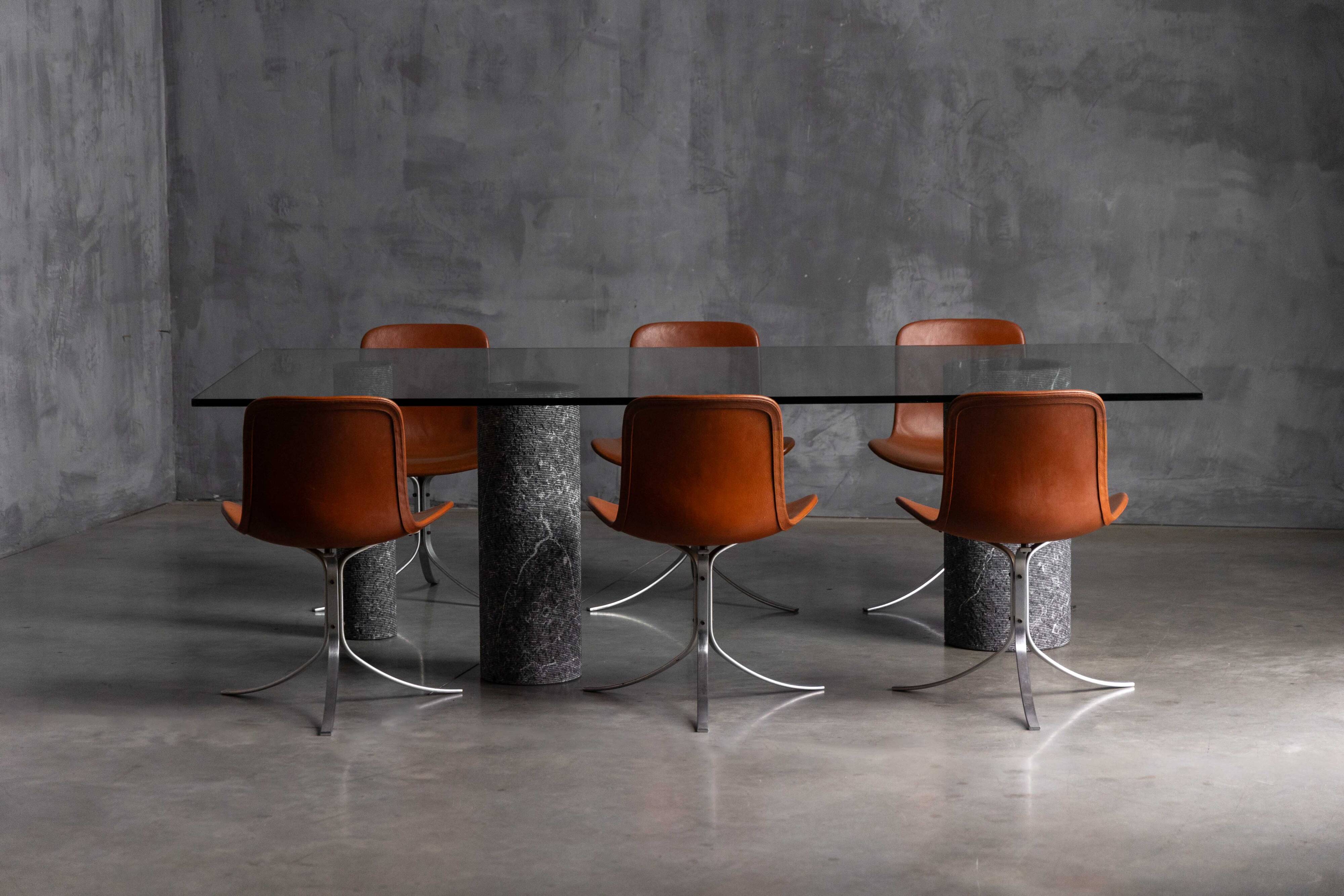Marble and Glass Dining Table by Massimo Vignelli, Italy, 1980s
