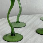 Set of 4 Vintage Green Twisted Stem Cocktail Glasses