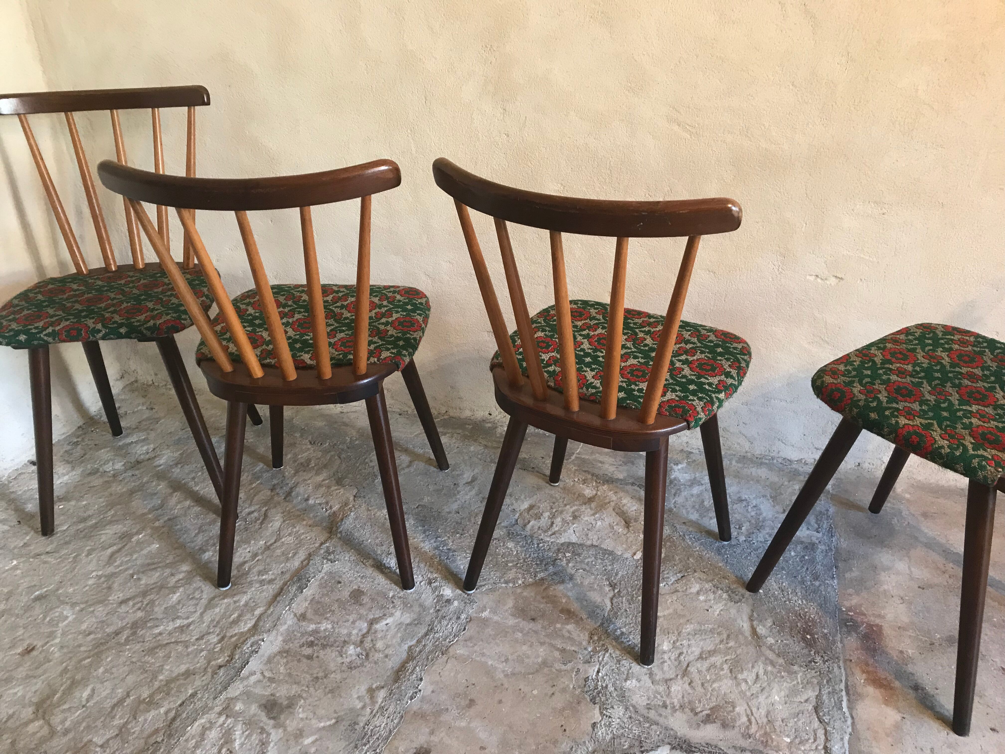 Set of 4 chairs inn 1960's bars and feet compass