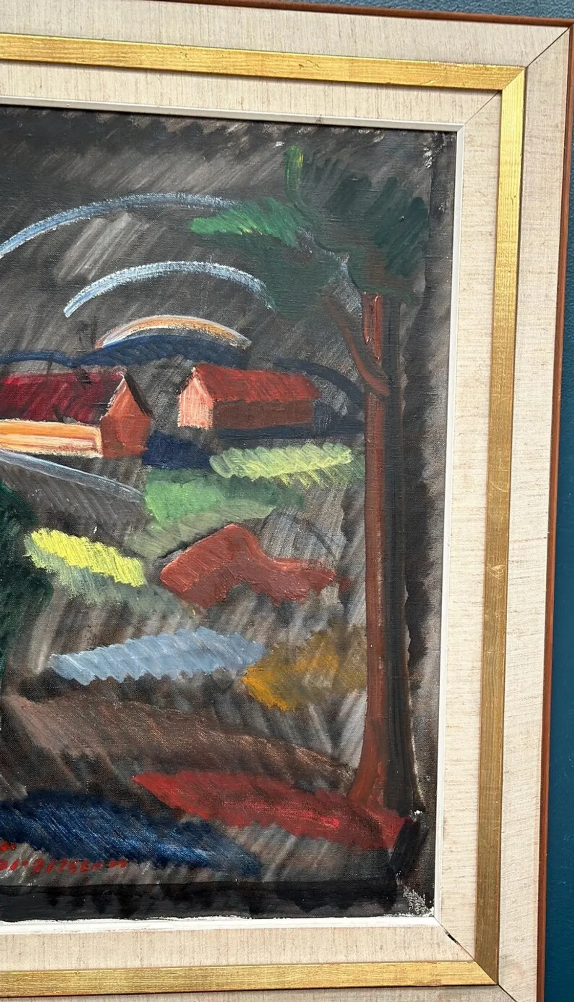 Large Original Swedish Oil on Canvas – “Landscape” by Bror Göransson – Signed – Vintage & Framed – 83 × 63 cm (32.7" × 24.8")