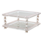 Table basse française Lucite et verre Maison Roméo, années 1970