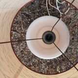 Vintage ceramic table lamp and golden lampshade.