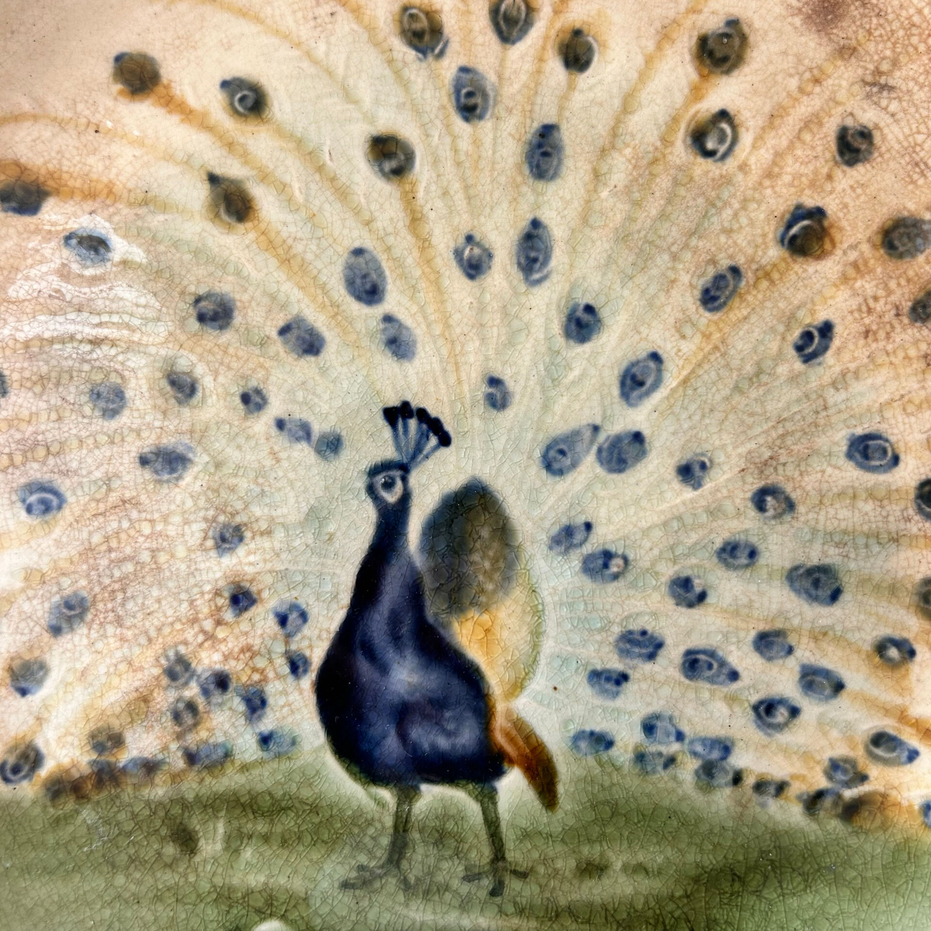 Plat décor paon