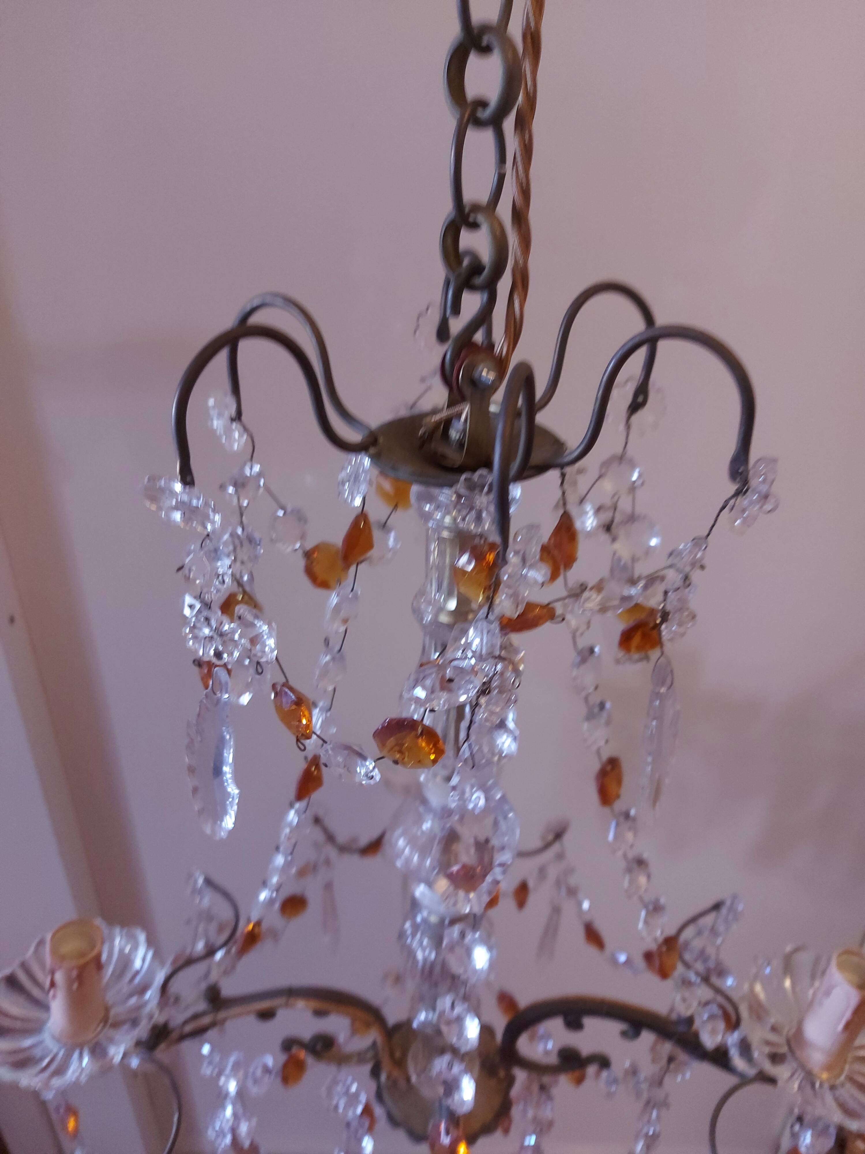 Chandelier to, colored crystal tassels