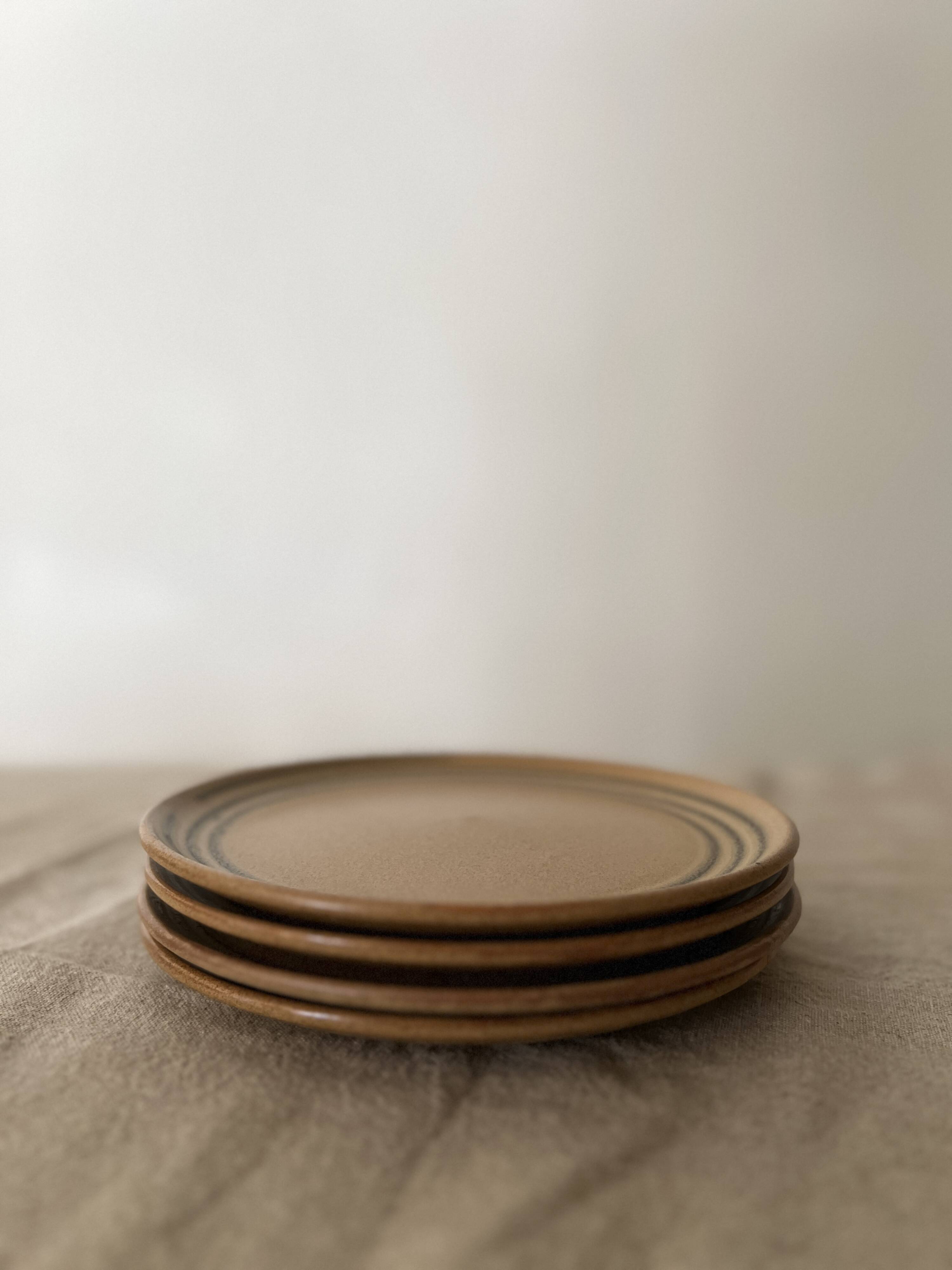 4 ceramic dessert plates, sarreguemines art workshop, france 1970