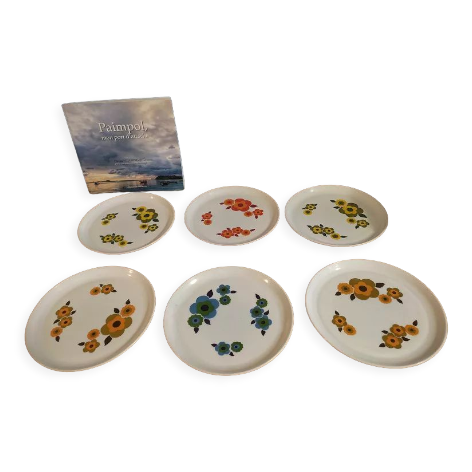 flat plates Arcopal flower lotus dp 0123240 Old vintage Set of 6 flea marketspiritdantan