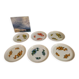 flat plates Arcopal flower lotus dp 0123240 Old vintage Set of 6 flea marketspiritdantan