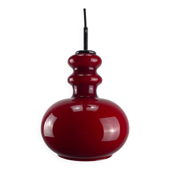 Red glass pendant by Peill and Putzler, 1960