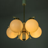 Lustre en laiton à 5 bras du milieu du siècle