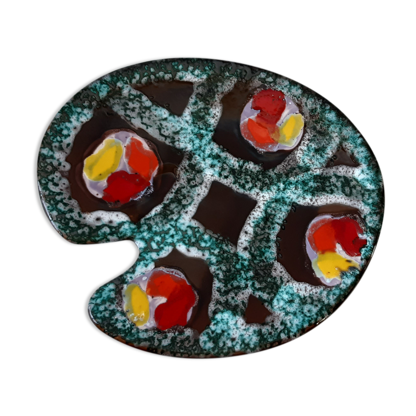 Ceramic pallet shaped dish Poët Laval Drôme 60s-70s