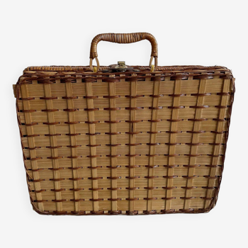 Valise osier tissu écossais style tartan