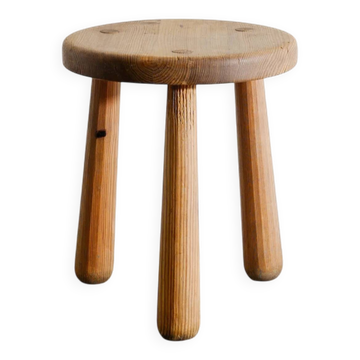 Tabouret Trépied "Skoga" Moderne en Bois en Pin par Axel Einar Hjorth, Suède, 1930s