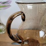 Smoked blown glass pitcher