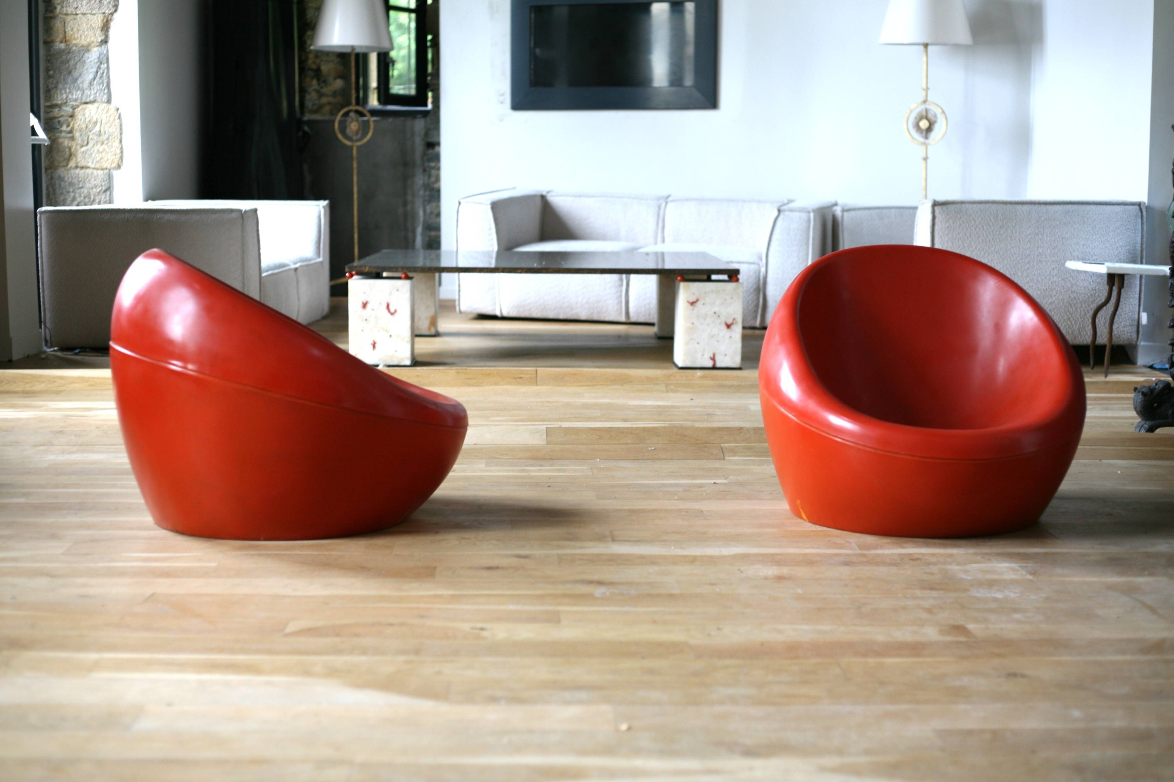 Pair of "space age" armchairs, fibreglass, 1960s