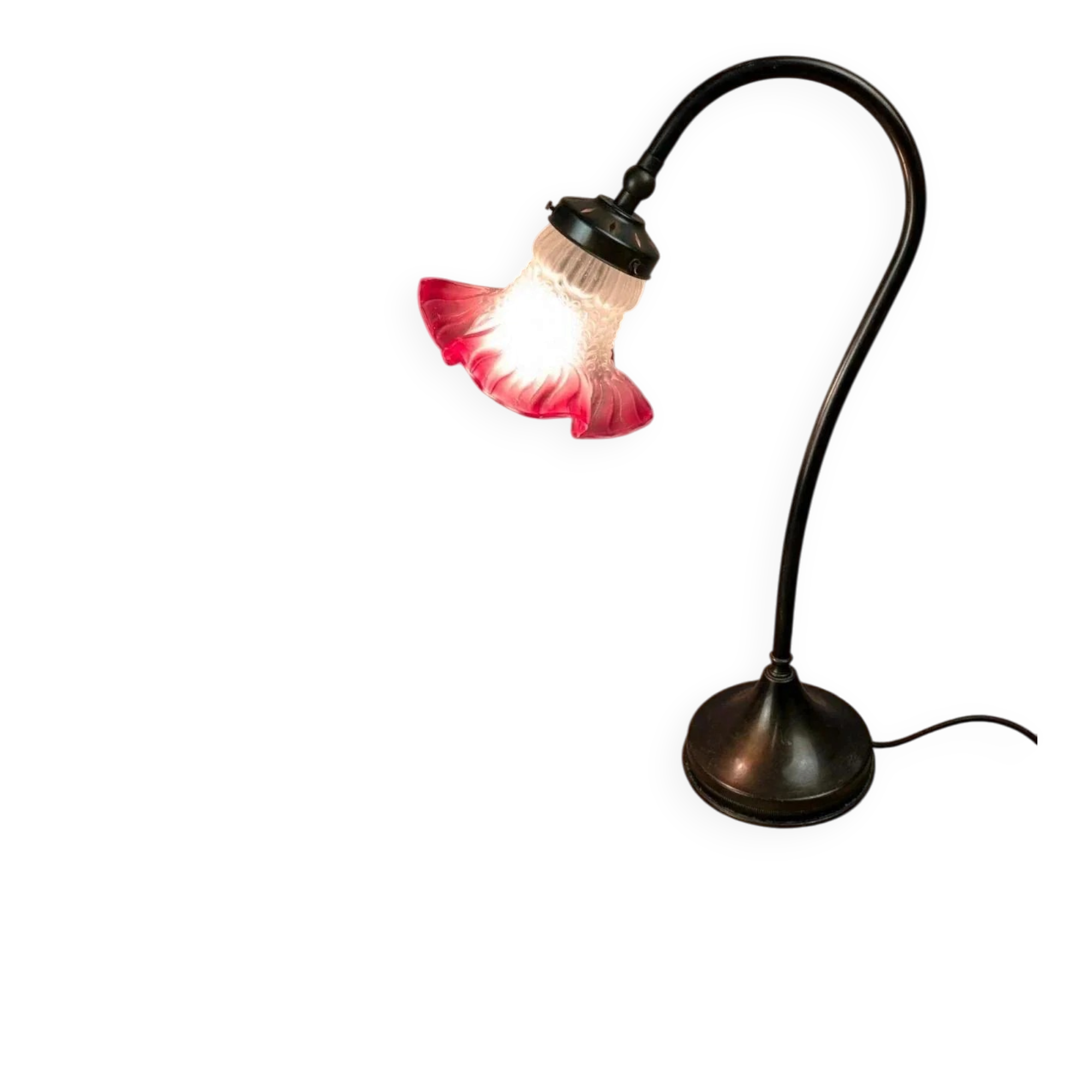 Vintage lamp with retro charm – frosted pink glass tulip