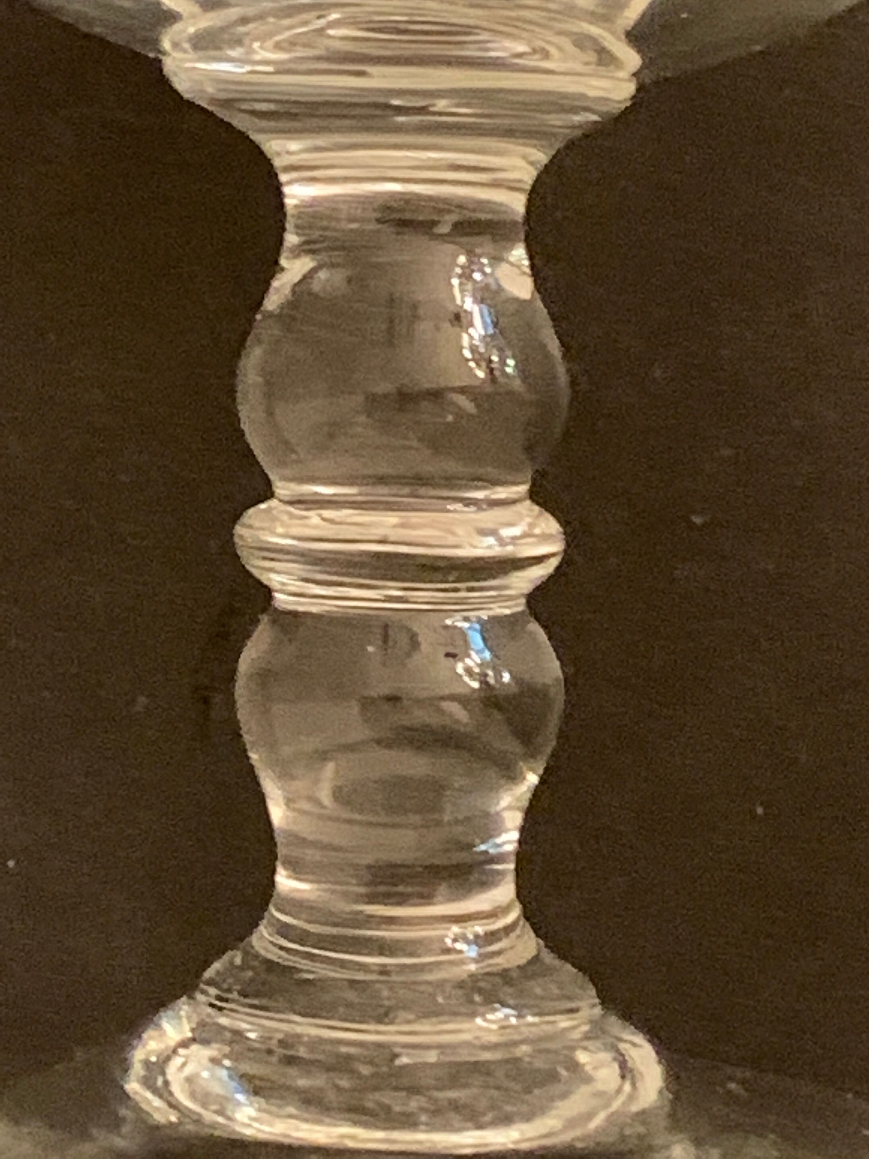 6 old champagne cups in faceted glass