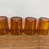 Set of 4 vintage Duralex amber glass water glasses