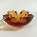 Orange lined glass ashtray, Flavio Poli for Seguso, 1960