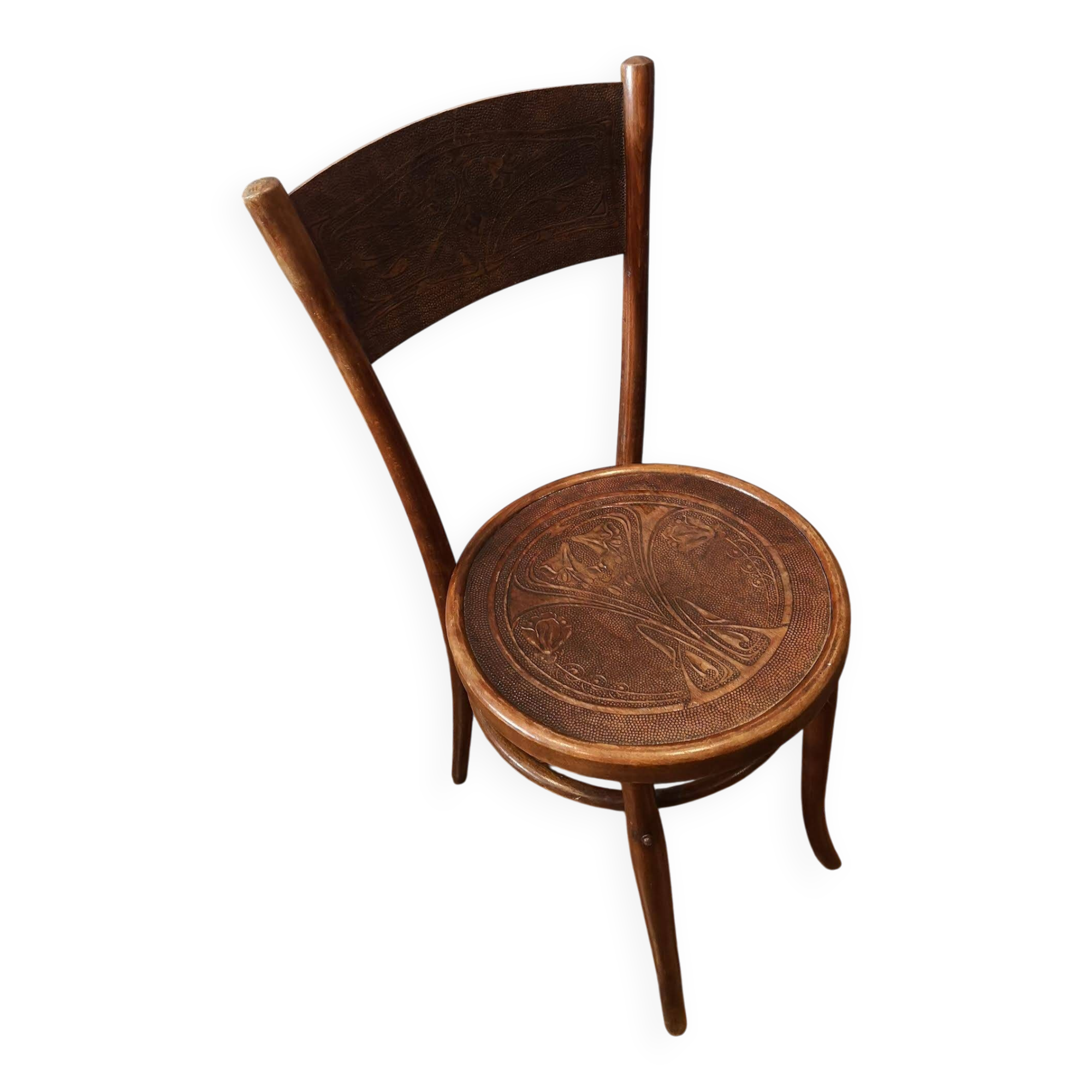 Authentic Baumann bistro chair - vintage bent wood with art nouveau decoration.