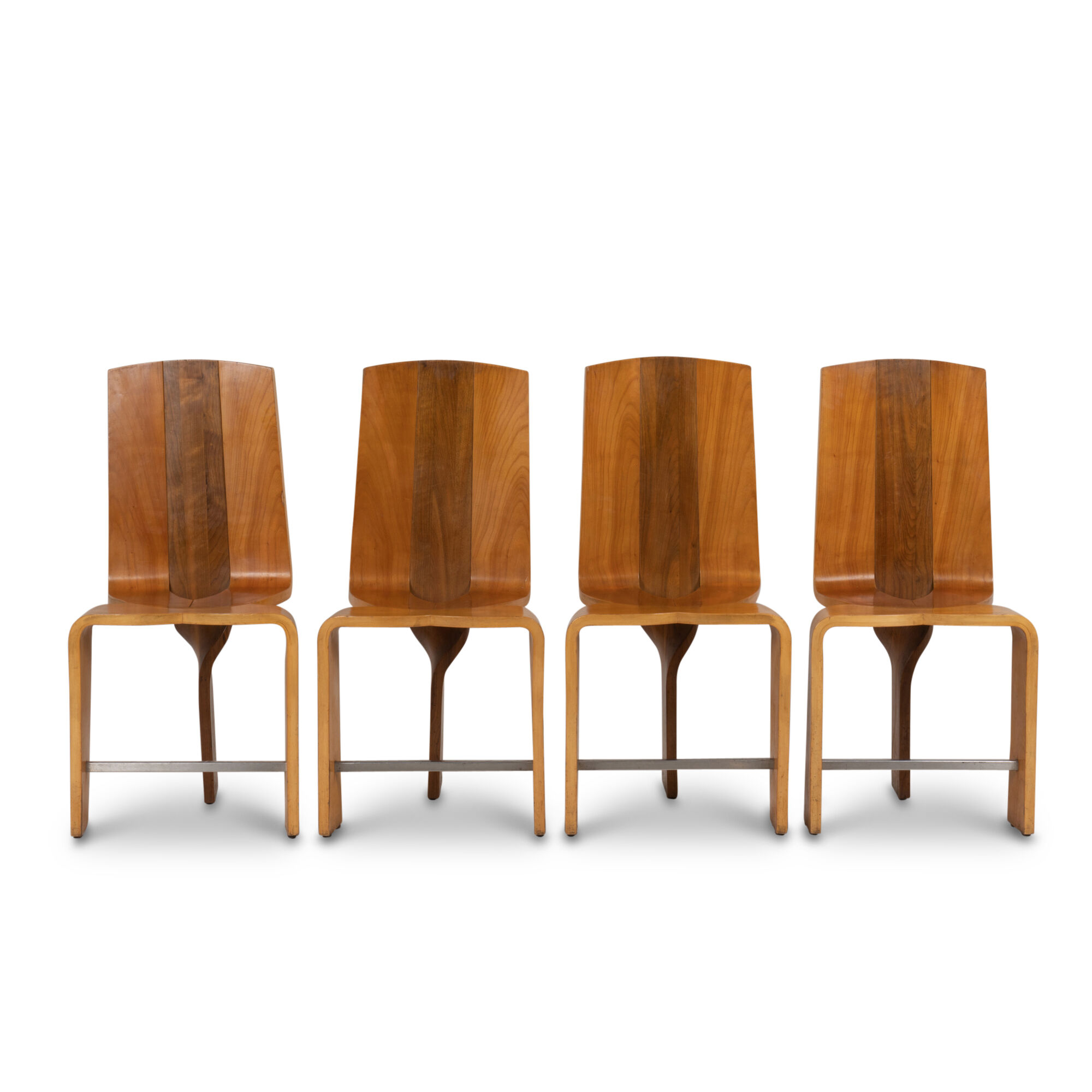 Series of eight blond cherry chairs, 1980s