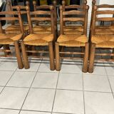 Set of 8 Charles Dudouyt Brutalist Dining Chairs 1960