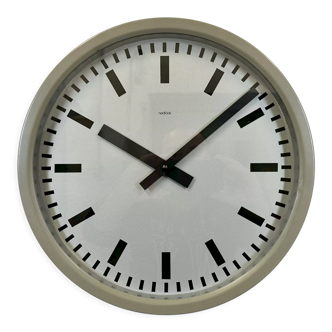 Grey Industrial Station Wall Clock from Nedklok, 1960