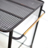 Mathieu Matégot rolling table, steel and brass service, 50s