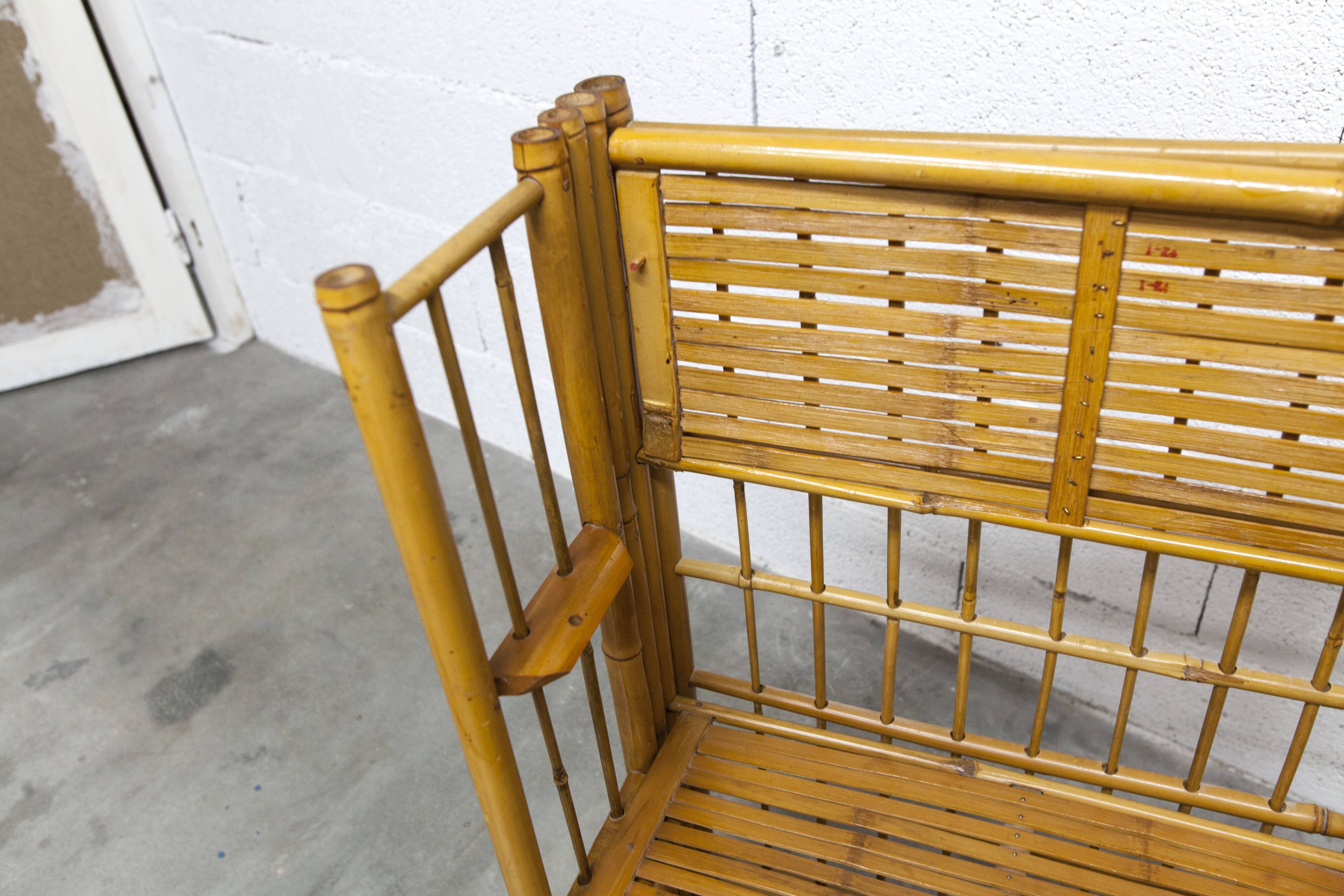 1970s honey-colored folding bamboo shelf